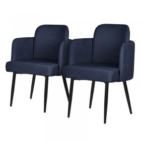 2er Set Esszimmerstühle mit Rücken- & Armlehne Dunkelblau mit Metallbeinen bis 120 kg ML-Design 2er Set Esszimmerstühle mit Rücken- & Armlehne Dunkelblau mit Metallbeinen bis 120 kg ML-Design