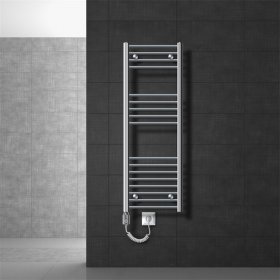 Badheizkörper Elektrisch mit Heizstab 900W 400x1200 mm Chrome gerade mit Seitenanschluss