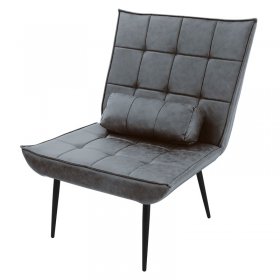 Lounge Chair aus Kunstleder Anthrazit Polstersessel mit Lendenkissen Relaxsessel ML-Design