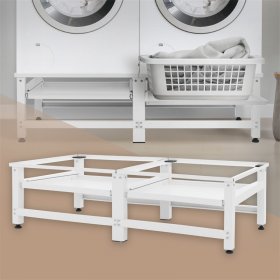 Waschmaschinen Untergestell Unterschrank doppel 61x53,5x37 cm mit ausziehbarer Ablage in Weiß ML-Design Waschmaschinen Untergestell Unterschrank doppel 61x53,5x37 cm mit ausziehbarer Ablage in Weiß ML-Design