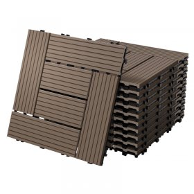 WPC Terrassenfliesen 30x30 cm 44er Set für 4m² Dunkelbraun in Holzoptik Mosaik mit Drainage und Klicksystem