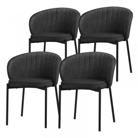 4er Set Esszimmerstühle mit Rücken- & Armlehne Anthrazit mit Metallbeinen bis 120 kg ML-Design