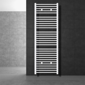 Badheizkörper Sahara 600x1800 mm Weiß gebogen mit Seitenanschluss LuxeBath