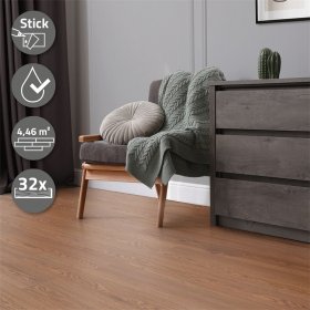2er Set Deluxe PVC Klebevinylboden für 2,23 m² Roteiche Braun 2 mm dick ML-Design