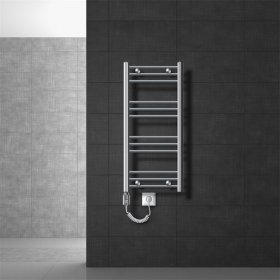 Badheizkörper Elektrisch mit Heizstab 300W 400x800 mm Chrome gebogen mit Seitenanschluss