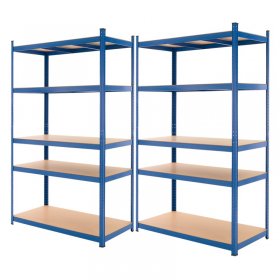 Werkstattregal 2er Set 200x100x50 cm Blau aus Metall und MDF Holzfaserplatte bis 875 kg