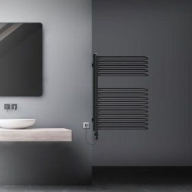 Elektrischer Badheizkörper mit Heizstab 300W Raumteiler U-Form 500x800 mm Anthrazit LuxeBath