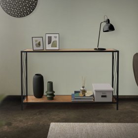 Konsolentisch 120x75 cm mit Eiche-Rustikal Dekor und Stahlgestell in Schwarz Flurtisch ML-Design