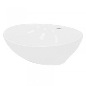 Waschbecken Oval ohne Überlauf 41x33x14,2 cm Weiß aus Keramik LuxeBath