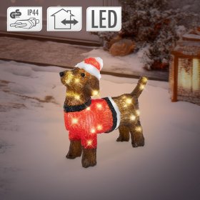 Leuchtender Dackel im Weihnachtsoutfit – LED Weihnachtsdekoration, IP44 für Innen und Außen 34 cm hoch