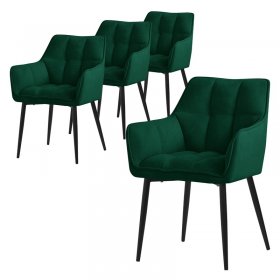 4er Set Esszimmerstuhl Dunkelgrün aus Frotteestoff mit dickem gepolsterter Sitz ML-Design 4er Set Esszimmerstuhl Dunkelgrün aus Frotteestoff mit dickem gepolsterter Sitz ML-Design