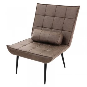 Lounge Chair aus Kunstleder Braun Polstersessel mit Lendenkissen Relaxsessel ML-Design