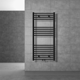 Design Badheizkörper Sahara mit Universal Thermostatventil 600x1200 mm gerade Schwarz matt Mittelanschluss LuxeBath Design Badheizkörper Sahara mit Universal Thermostatventil 600x1200 mm gerade Schwarz matt Mittelanschluss LuxeBath