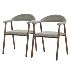 Esszimmerstühle 2er Set mit Armlehne, Rückenlehne & Webstruktur, Grün, Wohnzimmerstühle Küchenstühle Polsterstühle ML-Design