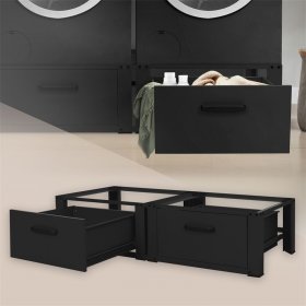 Waschmaschinen Untergestell Unterschrank doppel 64x53,5x31,5 cm mit Schublade in Schwarz ML-Design
