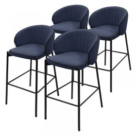 Barhocker 4er Set Dunkelblau 50x101x54 cm mit Rückenlehne und Fußstütze bis 120 kg ML-Design
