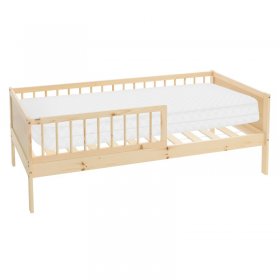 Kinderbett 80x160 cm mit Matratze, Lattenrost und Rausfallschutz in Natur ML-Design