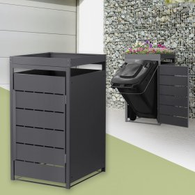 Mülltonnenbox mit Pflanzdach 1er bis 240 Liter 68x80x124 cm aus Stahl in Anthrazit ML-Design