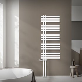 Badheizkörper Mittelanschluss 500x1200 mm Weiß mit Boden Anschlussgarnitur LuxeBath