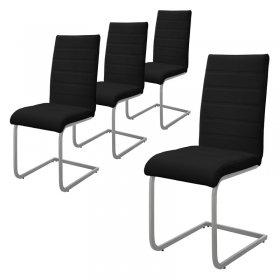 4er Set Esszimmerstuhl Freischwinger mit Rückenlehne Schwarz Kunsterlederbezug ML-Design