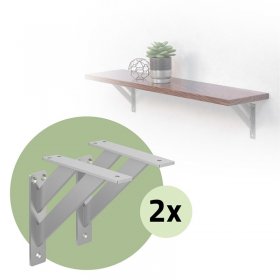 2er Set Wandkonsole Regalhalterung 2x 180 x 180 mm Silber aus Aluminium ML-Design