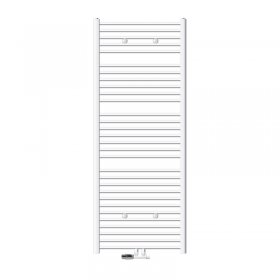 Badheizkörper Sahara 750x1800 mm Weiß gebogen mit Mittelanschluss und Wand Anschlussgarnitur LuxeBath