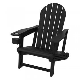 Gartenstuhl Adirondack Stuhl Sonnenstuhl wetterfest aus HDPE Kunststoff bis 180 kg Schwarz Gartensessel ML-Design