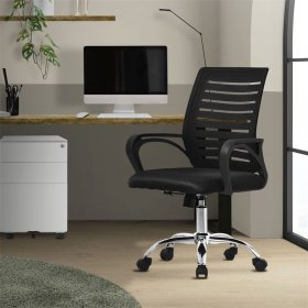Ergonomischer Bürostuhl mit Armlehnen Netzgewebe Schwarz mit Rollen ML-Design