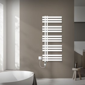 Badheizkörper Mittelanschluss 500x1200 mm Weiß mit Heizstab 900W LuxeBath