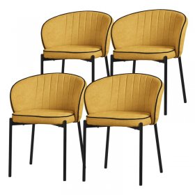 4er Set Esszimmerstühle mit Rücken- & Armlehne Senf mit Metallbeinen bis 120 kg ML-Design 4er Set Esszimmerstühle mit Rücken- & Armlehne Senf mit Metallbeinen bis 120 kg ML-Design