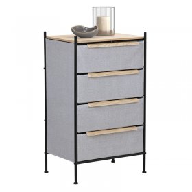 Kommode 58x98x42,5 cm Eiche aus Stahl, MDF mit 4 Stoff Schubladen ML Design