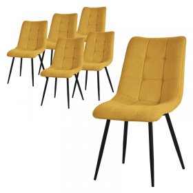 Esszimmerstühle 6er Set Senfgelb Küchenstuhl mit Polyesterbezug und Stahlbeinen ML-Design
