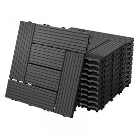 WPC Terrassenfliesen 30x30 cm 11er Set für 1m² Hellbraun in Holzoptik Mosaik mit Drainage und Klicksystem