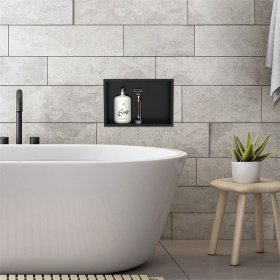Duschnische 30x20 cm Schwarz aus Edelstahl Wandnische Duschablage LuxeBath