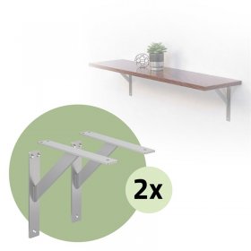 2er Set Wandkonsole Regalhalterung 2x 240 x 240 mm Silber aus Aluminium ML-Design