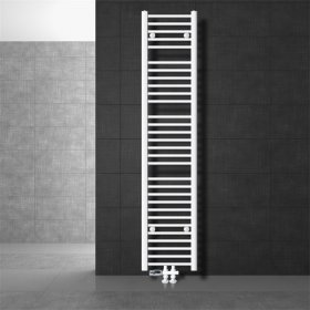 Badheizkörper Mittelanschluss 300x1800 mm Weiß gerade mit Boden Anschlussgarnitur LuxeBath