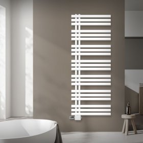 Badheizkörper Mittelanschluss 600x1600 mm Weiß mit Universal Anschlussgarnitur LuxeBath