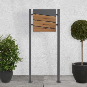 Standbriefkasten mit Zeitungsfach 37x37x11 cm Anthrazit/Holzoptik aus Stahl ML-Design, Modernes Diagonales Design, Standhöhe 120cm Anthrazit Doppelfuß Standbriefkasten mit Zeitungsfach 37x37x11 cm Anthrazit/Holzoptik aus Stahl ML-Design, Modernes Diagonales Design, Standhöhe 120cm Anthrazit Doppelfuß
