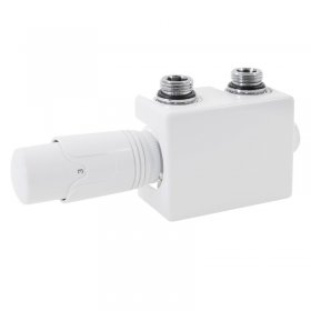 Ventil-Armaturen Set Weiß Universal für Eck- und Durchgangsform inkl. Thermostatkopf LuxeBath