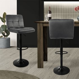 Barhocker 2er Set Grau Samtbezug mit Rückenlehne und Fußstütze höhenverstellbar 63-83cm ML-Design Barhocker 2er Set Grau Samtbezug mit Rückenlehne und Fußstütze höhenverstellbar 63-83cm ML-Design