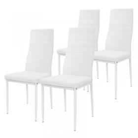 Esszimmerstühle 4er Set, Kunstleder-Bezug, Weiß, Polsterstuhl mit Metallbeinen ML-Design Esszimmerstühle 4er Set, Kunstleder-Bezug, Weiß, Polsterstuhl mit Metallbeinen ML-Design