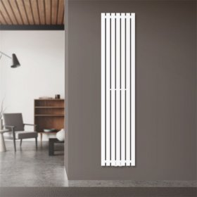 Badheizkörper Mittelanschluss 370x1600 mm Weiß mit Boden Thermostatventil LuxeBath
