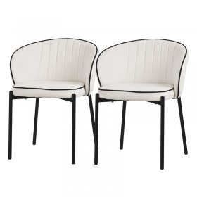 2er Set Esszimmerstühle mit Rücken- & Armlehne Beige mit Metallbeinen bis 120 kg ML-Design
