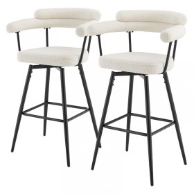 2er Set Barhocker 360° drehbar Beige 61x103x55 cm mit Arm-, Rückenlehne und Fußstütze bis 120 kg ML-Design
