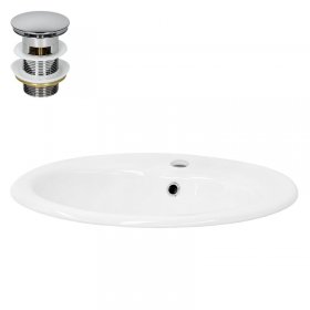 Waschbecken inkl. Ablaufgarnitur Silber mit Überlauf 57x48,5x19,5 cm Weiß aus Keramik LuxeBath Waschbecken inkl. Ablaufgarnitur Silber mit Überlauf 57x48,5x19,5 cm Weiß aus Keramik LuxeBath
