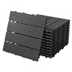3m² 33 Stück WPC Terrassenfliesen 30x30 cm Anthrazit in Holzoptik Balkon Bodenbelag mit Drainage und Klicksystem Terrassendielen Balkonfliesen