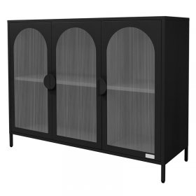 Vitrinenschrank 120x93x40 cm Vitrine mit 4 Ablage-/Regalfächer Schwarz aus Stahl ML-Design Vitrinenschrank 120x93x40 cm Vitrine mit 4 Ablage-/Regalfächer Schwarz aus Stahl ML-Design