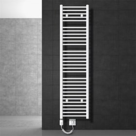 Badheizkörper Sahara mit Heizstab 1200W 400x1800 mm Weiß gerade mit Seitenanschluss