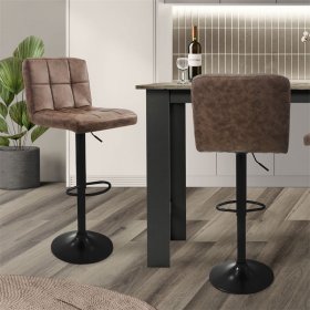 Barhocker 2er Set Braun Kunstlederbezug mit Rückenlehne und Fußstütze höhenverstellbar 63-83cm ML-Design Barhocker 2er Set Braun Kunstlederbezug mit Rückenlehne und Fußstütze höhenverstellbar 63-83cm ML-Design