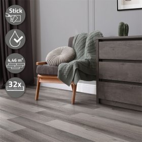 2er Set Deluxe PVC Klebevinylboden für 2,23 m² Kiefer Grau 2 mm dick ML-Design